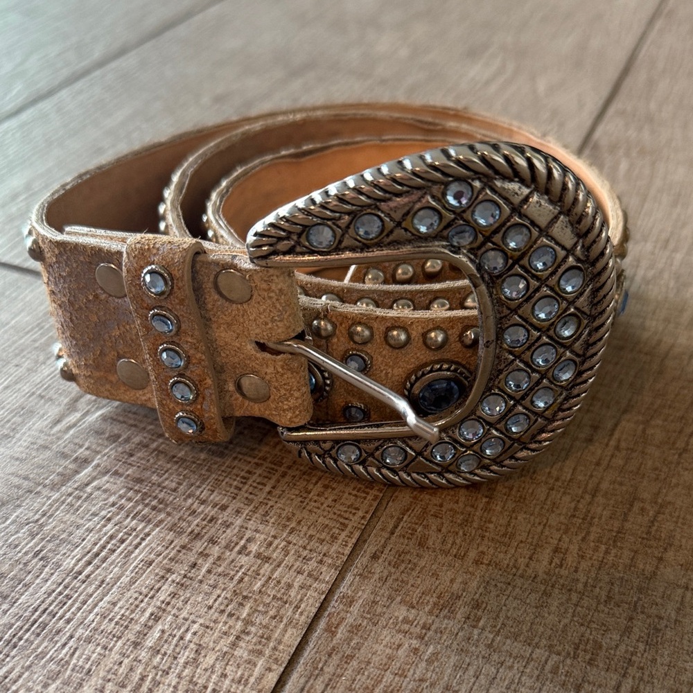 Embellished Leather Leatherock Western Festival Crystals belt Buckle Medium